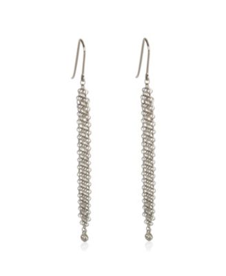 Sterling Silver Diamond Elsa Peretti Mesh Earrings