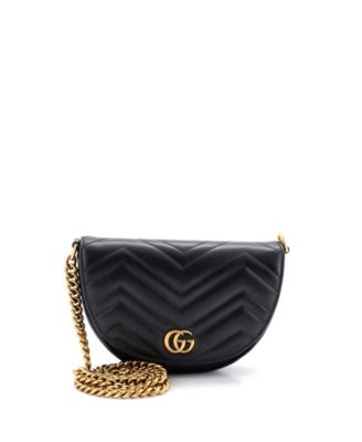 Mini GG Marmont Half Moon Flap Crossbody Bag Matelasse Leather