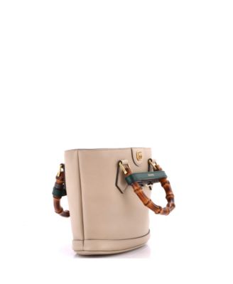 Small Diana Bamboo Handle Round Tote Leather