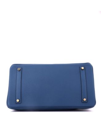 Birkin 35 Handbag Blue Clemence with Gold Hardware