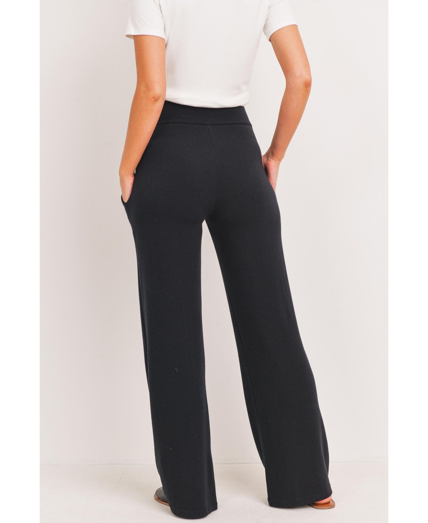 Женские брюки Hello Miz Maternity Over-the-Belly Wide Leg Lounge Pants, цвет: Чёрный — фото 3