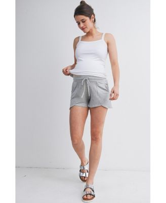 Maternity Relaxed Fit Lounge Shorts with Front Pockets and Drawstring