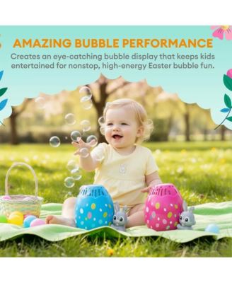 Easter Egg Bubble Maker Machine, Bunny Designed Automatic Bubble Maker Toy, Battery Operated Easter Egg Outdoor Bubble Blower Toys