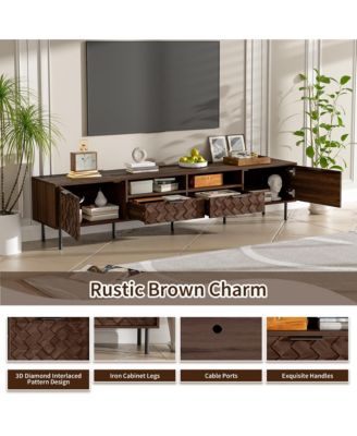 78" Modern TV Stand for TVs , Entertainment Center with Storage Cabinets, 2 Drawers and Open Shelves, Media Console for Living Room