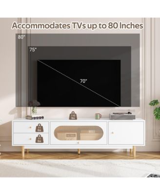 Minimalist TV Stand for TVs  Media Console Entertainment Center with Storage Cabinet and 2 Drawers for Living Room
