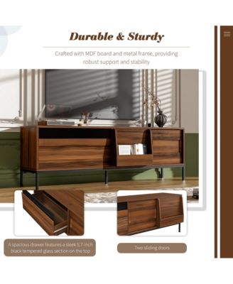  TV Stand for TVs up to 75 Inches, Media Console Entertainment Center with Drawer, Sliding Doors and Adjustable Shelves for Living Room