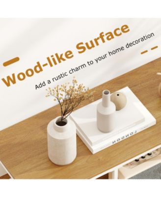 40 in Console Table with Fabric Drawer and 4 Staggered Open Shelves