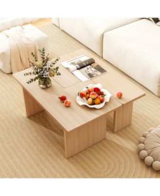 Modular L-Shaped Coffee Table Set of 2 with Multiple Configurations