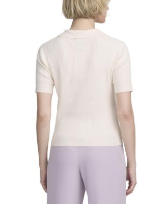 Women's Fine Gauge Ribbed Short Sleeve Henley