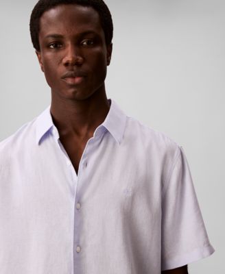 Men's Linen-Blend Classic Button-Down Shirt