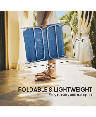 Foldable Reclining Pool and Beach Chair w/ Pillow, Dark