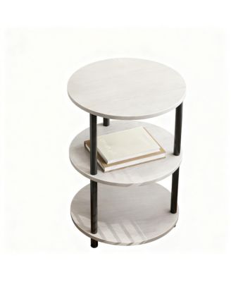 Small Round End Table 3 Tier Industrial Nightstand Side shelf Bedroom Living Room
