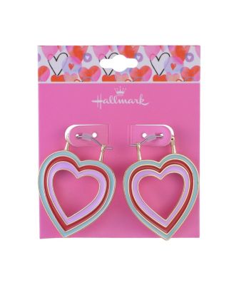 Enamel Heart Hoop Earrings