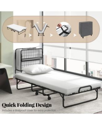 Twin Rollaway Guest Folding Bed with Memory Foam Mattress