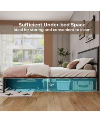 Queen Metal Platform Bed Frame with LED Lights and Storage Drawers