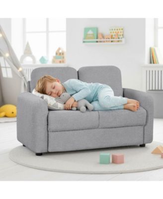 Two Seat Kids Sofa with Soft Upholstery and Wooden Frame