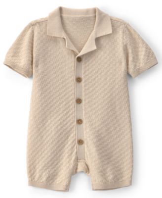 Baby Boys' Button-Down Short-Sleeve Romper