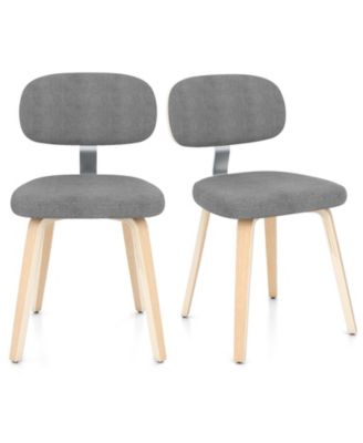 Chenille Upholstered Wooden Dining Chairs Set of Two