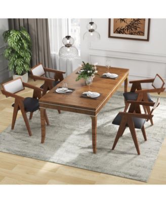 Mid Century Wooden Accent Chairs Set with Padded Seats