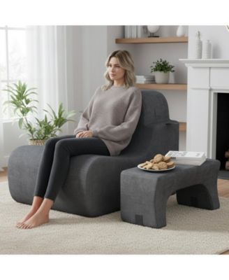 Floor Chair Lazy Sofa with Detachable Headrest Cushion