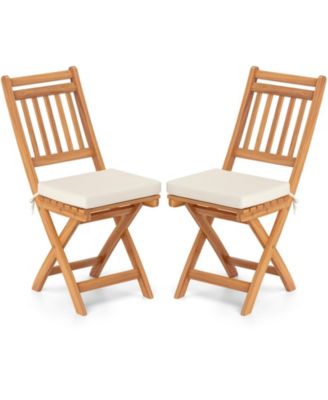 Patio Folding Chairs Set of Two with Soft Seat Cushions