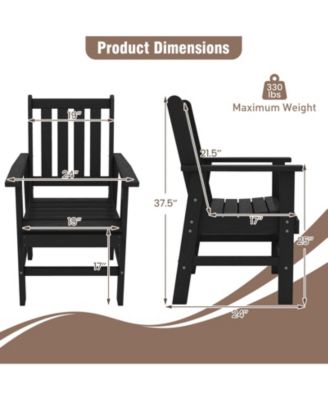 Set of Two Patio Dining Chairs with Wide Armrests