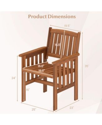 Patio Chairs Set of Two Solid Wood Chairs with Slatted Seats
