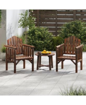 Outdoor Wooden Patio Dining Chair with Armrests
