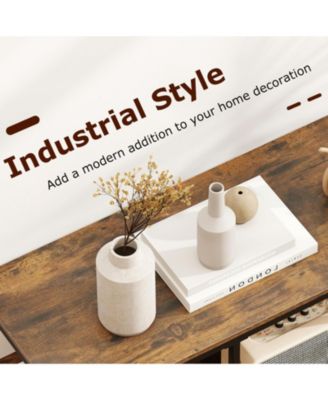 40 in Console Table with Fabric Drawer and 4 Staggered Open Shelves