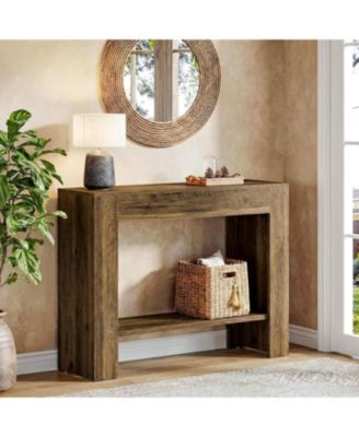 41.3'' Farmhouse Console Table, 2-Tier Sofa Entryway Table with Storage, Narrow Wooden Behind Couch