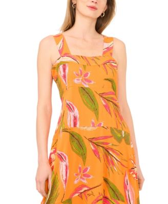 Women's Smocked Back Square Neck Maxi Dress