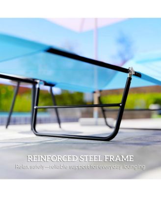 Foldable Reclining Pool and Beach Chair w/ Pillow,