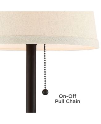 Flesner 20" High Modern Accent Table Lamps Set of 2 USB Port AC Power Outlet Pull Chain Bronze Metal Charging