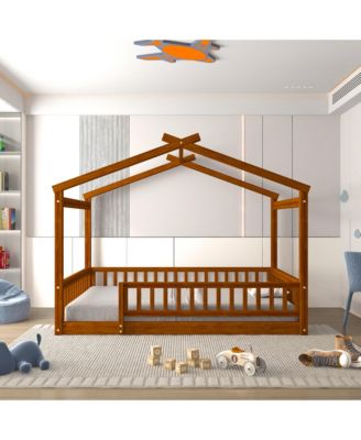 Full Size Wood House Bed Fence