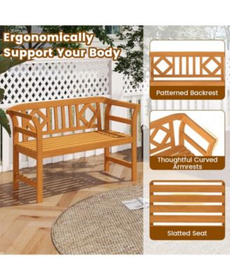 Acacia Wood 2-Seat Patio Loveseat for Outdoor Seating