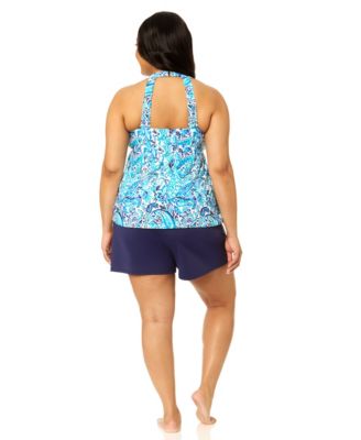 Plus Size H-Back V-Neck Underwire Tankini Top