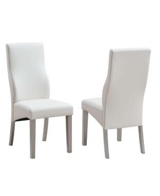 Set of 2 Parsons Dining Chairs Upholstered Seats, Ergonomic Curved Back