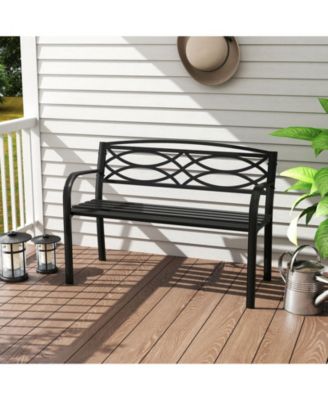 Steel Frame Outdoor Patio Bench 19-Inch