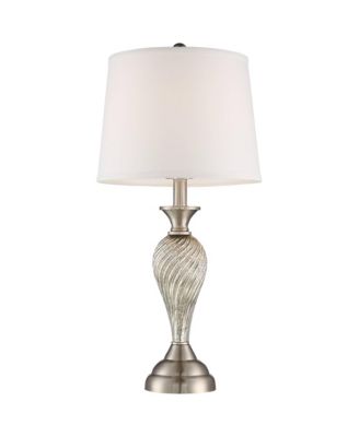 Arden 25" High Twist Column Traditional Table Lamps Set of 2 WiFi Smart Socket Silver Mercury Glass Living Room