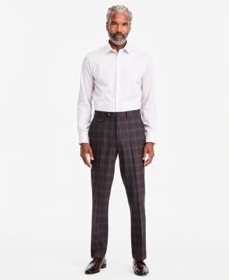 Men's Classic-Fit Burgundy Plaid Suit Separate Pants