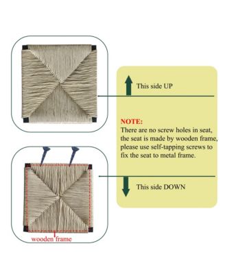 Paper Rope Woven Bar Stools Set of 2, Modern Counter Height Chairs with Metal Frame and Footrest for Kitchen Island