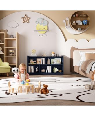 5 Cube Kids Bookcase - Wooden 2-Tier Storage Cabinet, Open Display Book Shelf for School Classroom, Playroom