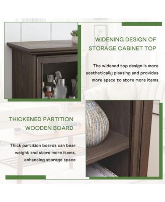 Display Cabinet with 4 Flip up Glass Doors, 4-Tier Versatile Storage Organizer, Antique Bookcase for Living Room