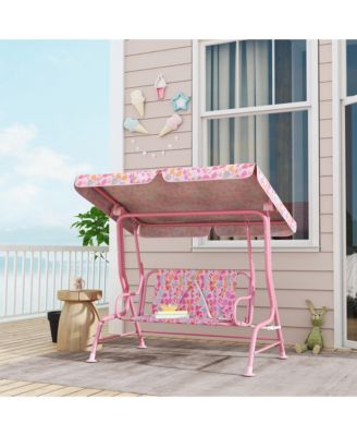 Kids Porch Swing, 2-Seater Outdoor Patio Swing with Safety Belt