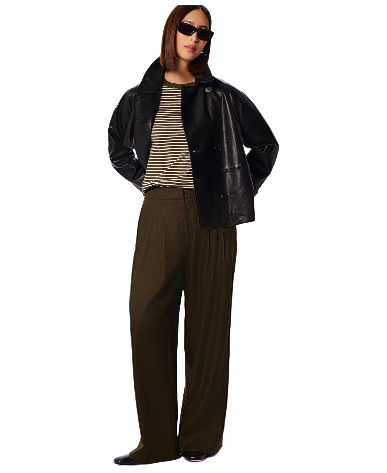 Women's Stripe Crew Neck Pocket Top