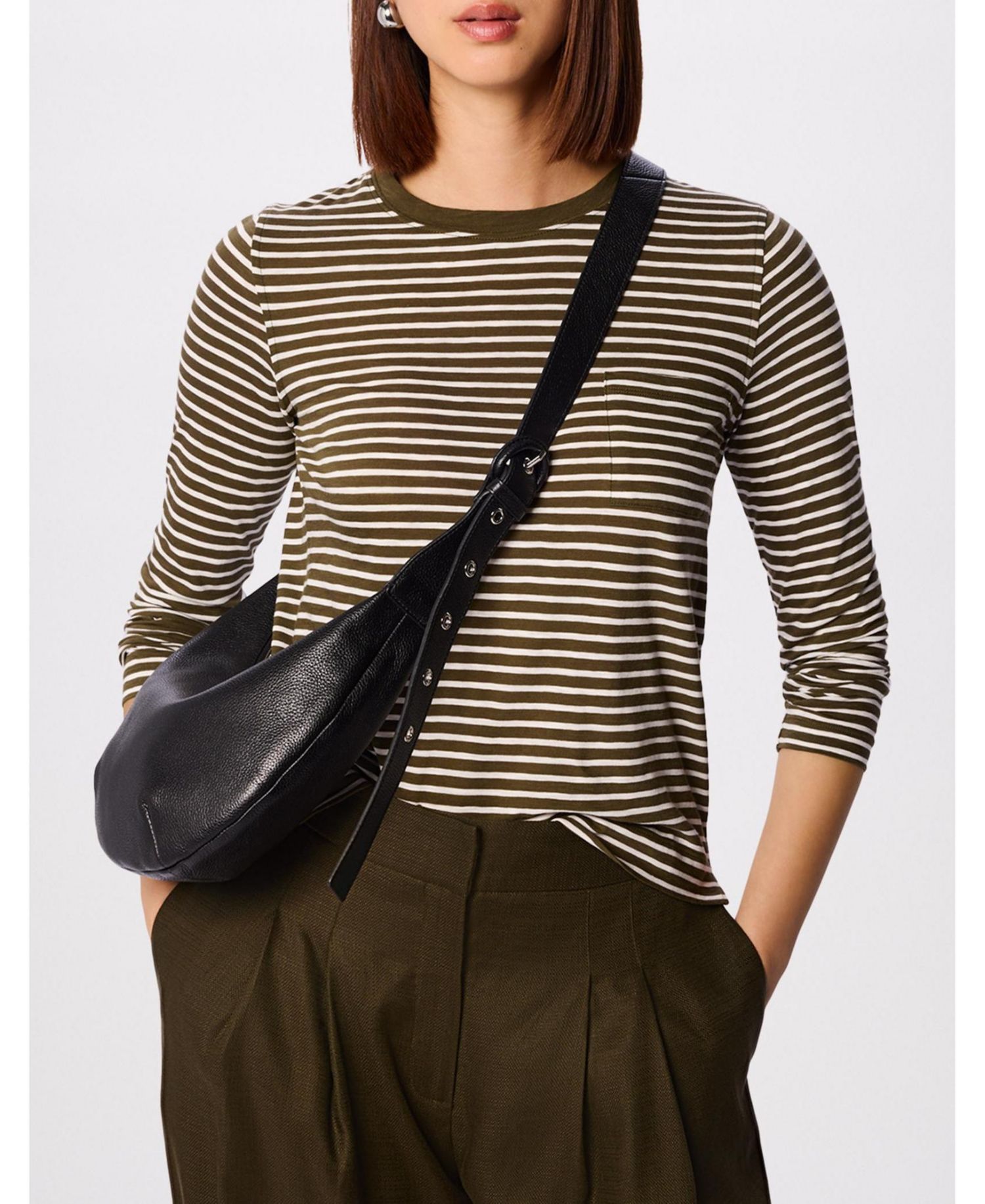 Women's Stripe Crew Neck Pocket Top