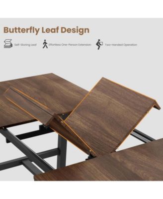 63-83" Extendable Dining Table, Industrial Rectangular Dining Room Table for 6-8 People, Expandable Kitchen Table with Heavy Duty Metal Frame