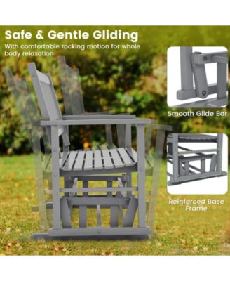 Poplar Wood Patio Glider Bench 2-Person with Slatted Seat