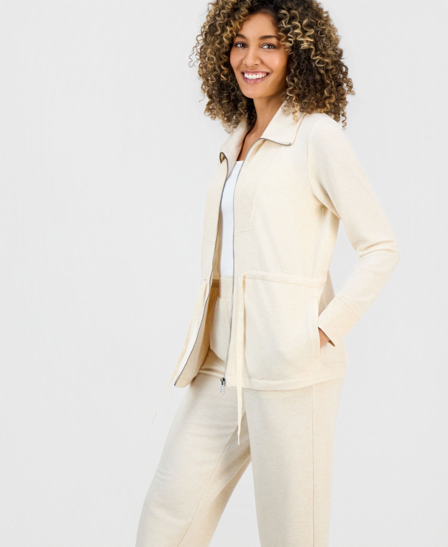 Petite LuxLounge French Terry Chunky Zip Jacket