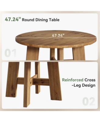 Solid Wood Dining Table Round Kitchen Table